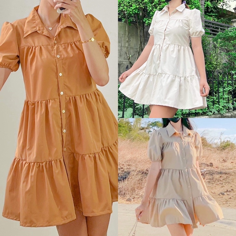 ZYRA Button down babydoll layered dress by Lunarise Shopee Philippines