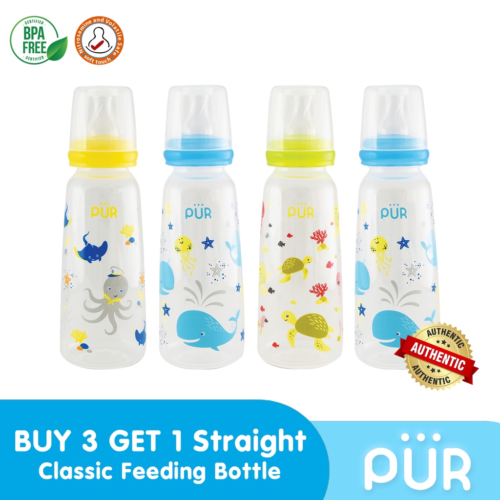 Pur 8oz Straight Classic Slimneck Feeding Bottle - BUY 3 GET 1 (100% ...