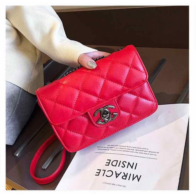 chanel red sling bag