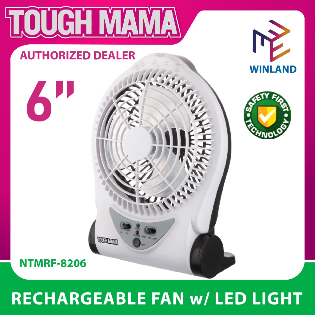 Tough Mama 6" Rechargeable Desk Fan Electric Fan with LED Light NTMRF