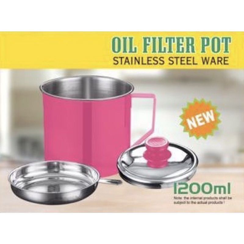 Oil Pot Oil Filter Oil Filter Container 1.2 Liter Stainless Steel Residual Oil Filter Shopee
