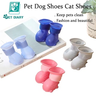 4pcs/set Pet Rain Shoes Dog Silicone Antiskid Rain Boots Candy Color Pets Waterproof Shoes