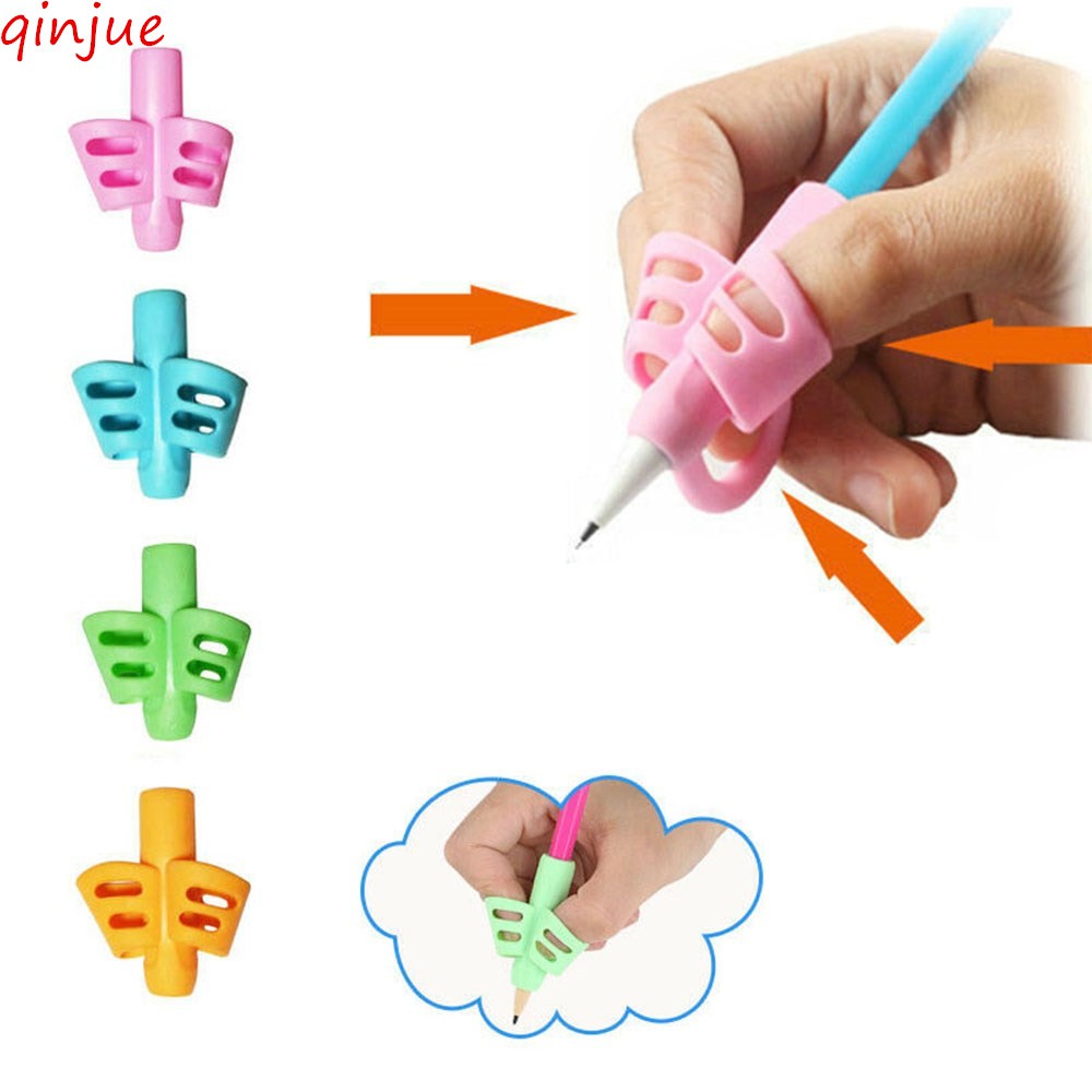 3PCS 2/3-finger Kids Silicone Correction Hold Writing Pencil Rings Writing Tool 