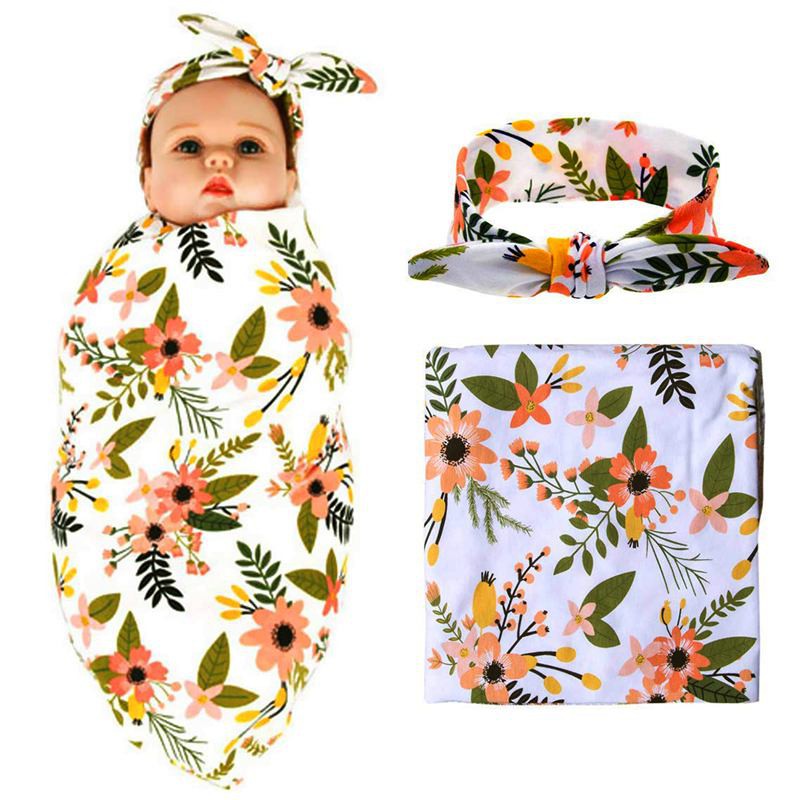 baby girl swaddle with headband