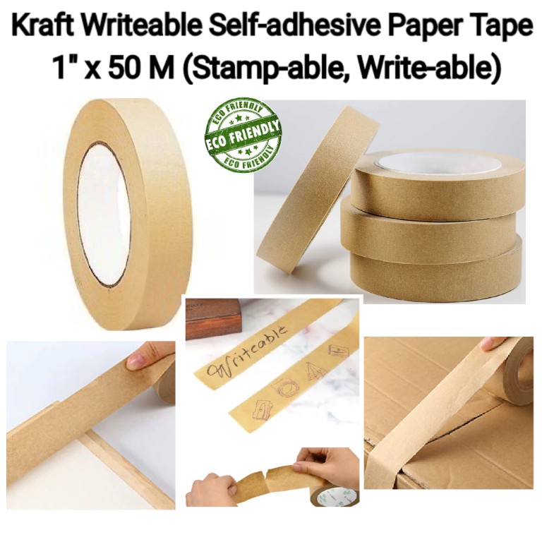 Matte Kraft Writeable Selfadhesive Paper Tape 1" x 50 M (Writable