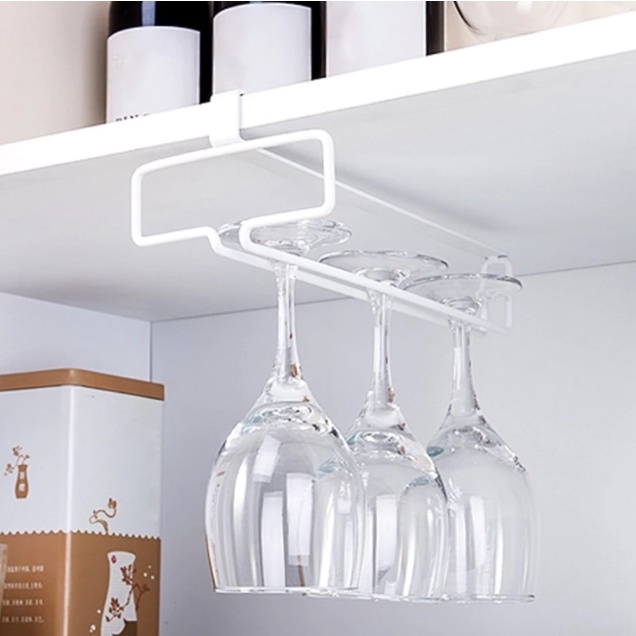 1 Row Wine Glass Holder Stemware Inverted Storage Shelf Wine Glass ...