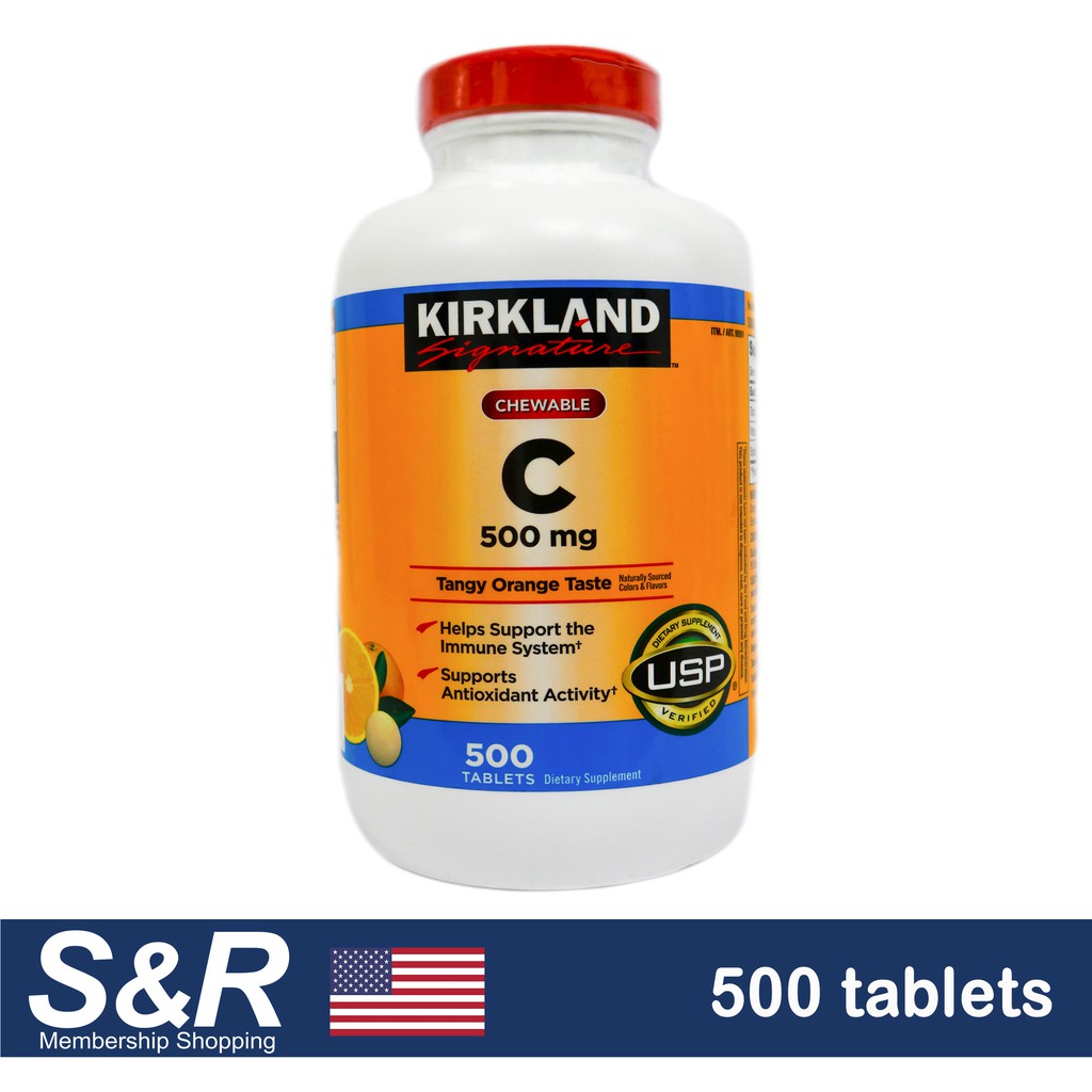 Kirkland Signature Chewable C Tangy Orange 500mg 500 tablets Shopee
