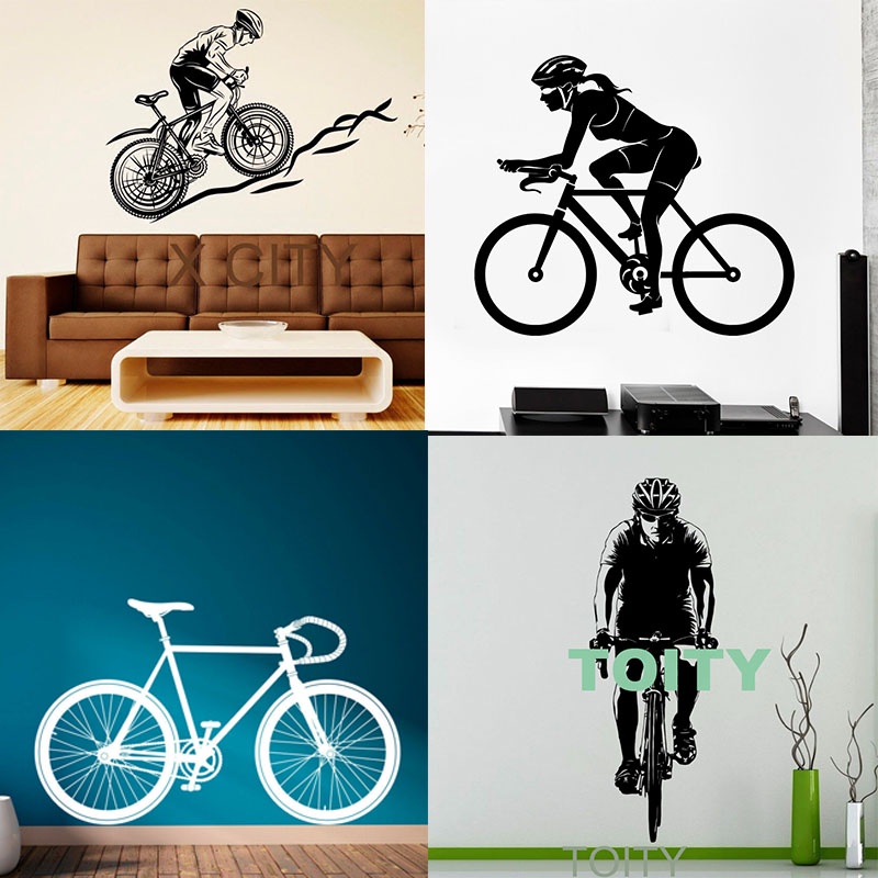 Bike Wall Sticker Cyclist Speed Bicycle Racing Sport Wallpaper Helmet