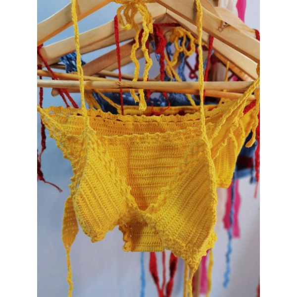 yellow crochet bikini set