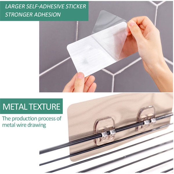 Silver Home Plastic Hooks Waterproof Sticky Hook for Kitchen Bathroom Shelf Sticker,Sticking Wall Strong Adhesive Hook Hanger