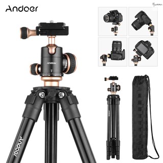 <Ready Stock> Andoer Q160SA Camera Tripod Complete with Panoramic Ballhead Bubble Level Adjustable Height Portable Travel