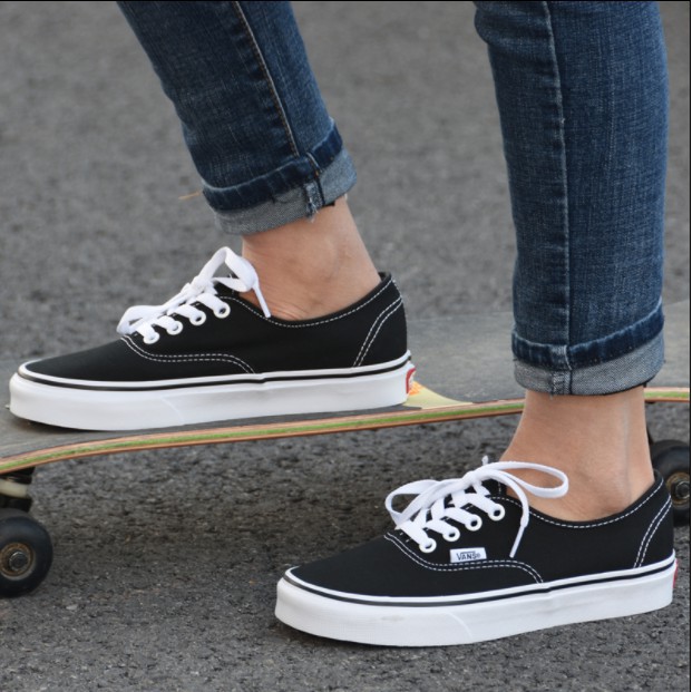 black low cut vans