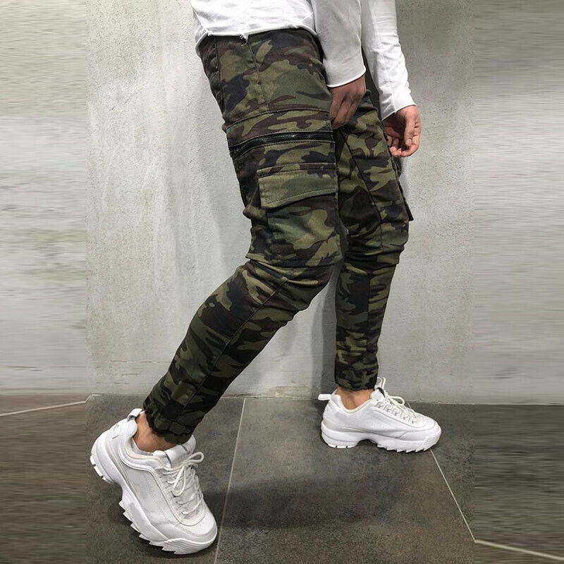 mens slim fit camo cargo pants