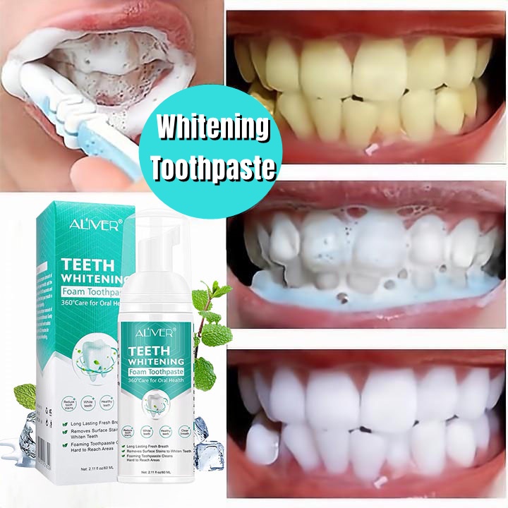 ALIVER Teeth Whitening Mousse Toothpaste Remove Plaque Oral Odor ...