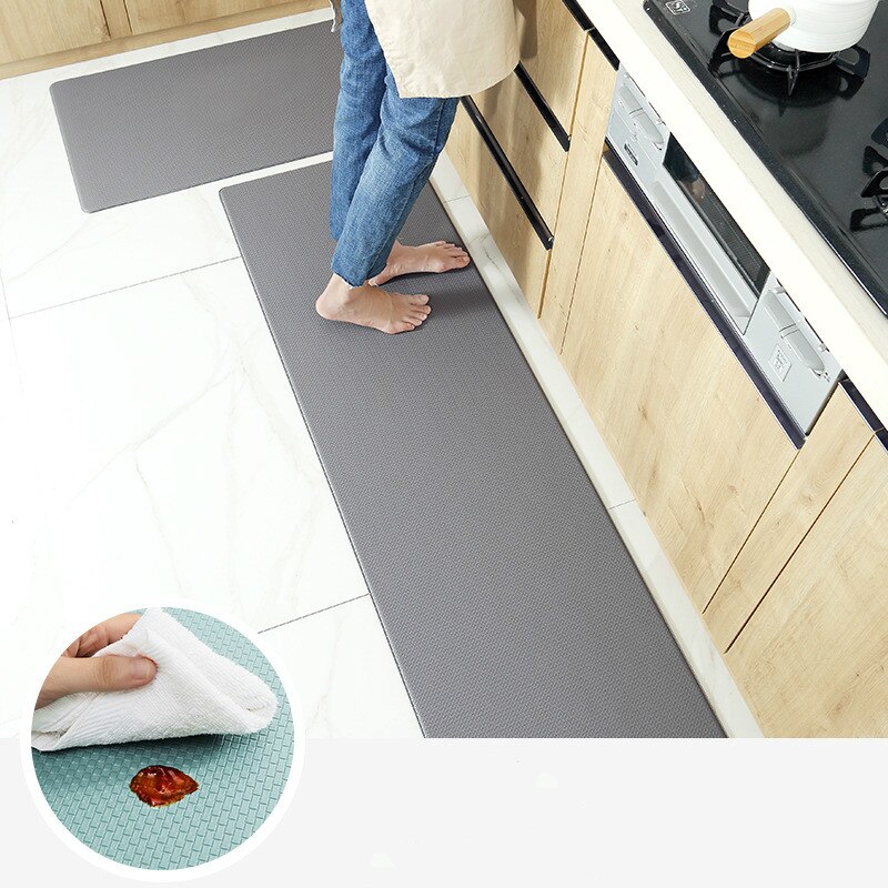 Solid Oilproof Waterproof Pu Leather Kitchen Long Mat Kitchen Rug Non Slip Floor Carpet Doormat Anti Bacteria Wrinkle Resistant Shopee Philippines