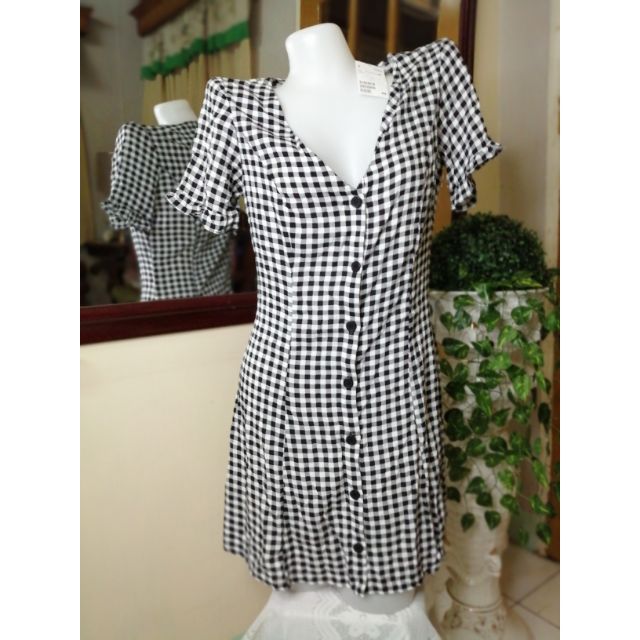 h&m checkered dress