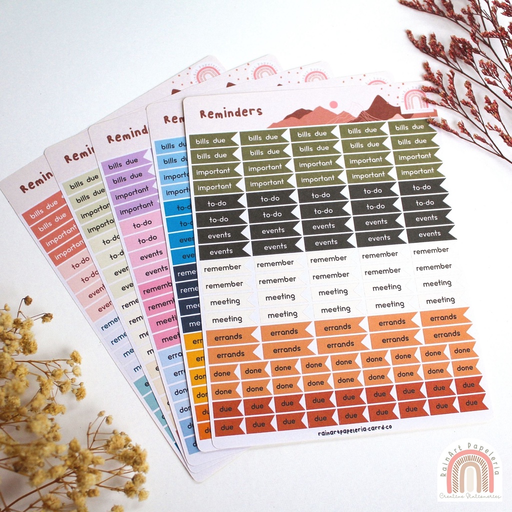 Reminders Sticker Sheet Planner Sticker Journal Sticker