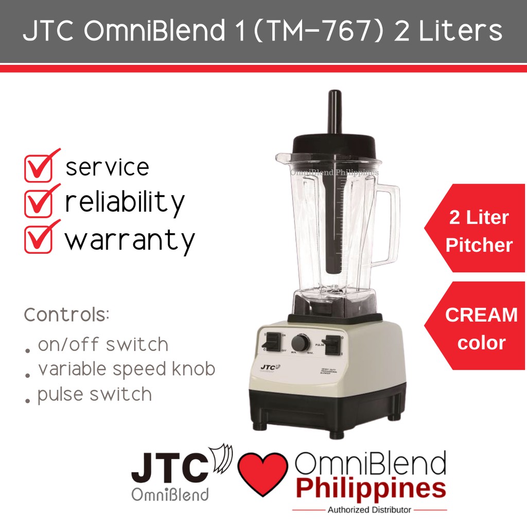 Heavy Duty Blender JTC OmniBlend 1 (TM 767) with 1 year motor warranty