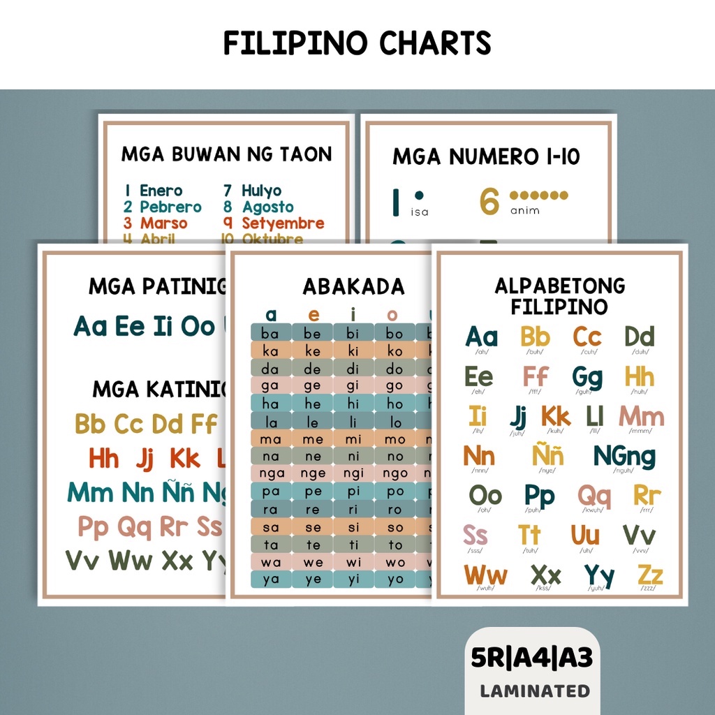 Alpabetong Filipino Abakada 5ra4a3 Size Minimalist Educational Charts Shopee Philippines 7190