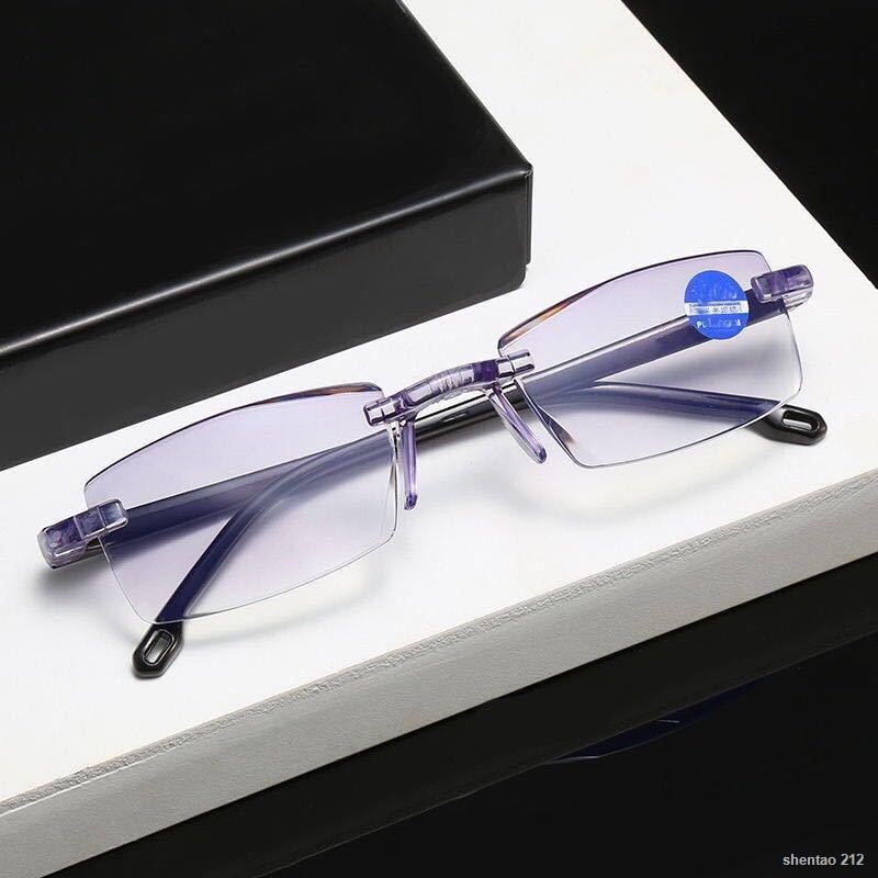 ♟rimless Diamond Cut Reading Glasses Anti Blue Light And Blue Film