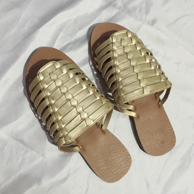 gold gladiator flats