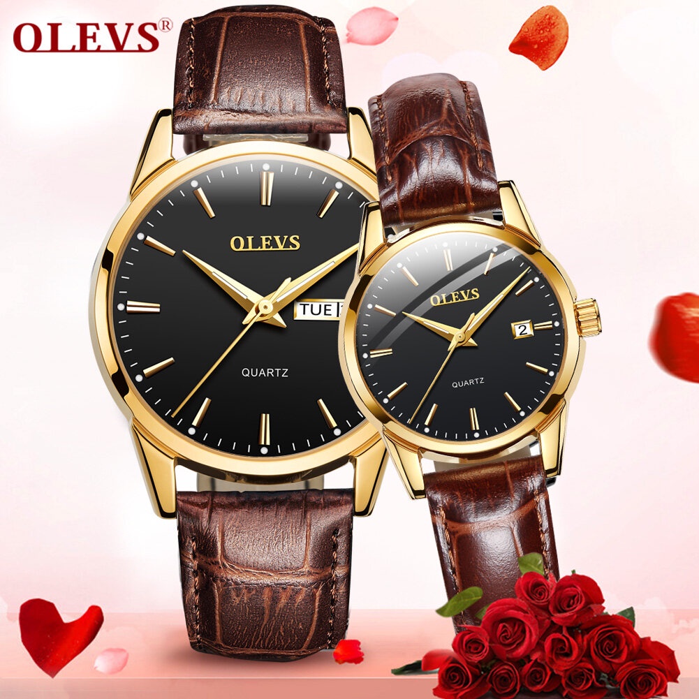 （Selling）OLEVS couple watch love couples watches women men clock waterproof business quartz Wrist wa