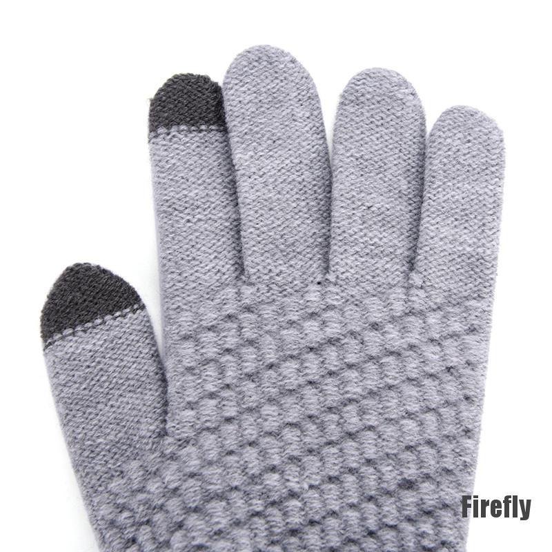 <firefly> knitted Winter Warm Wool Gloves Touch Screen Gloves Man Women Winter Gloves