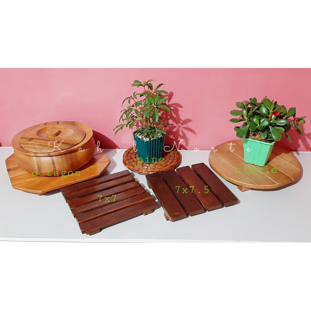 1 Piece Multipurpose Wooden Hot Pad/Plant Holder/Bangkito Shopee