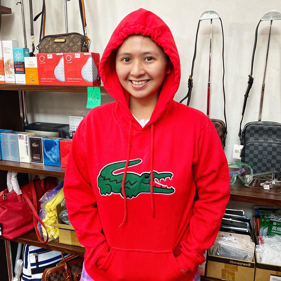 red lacoste hoodie