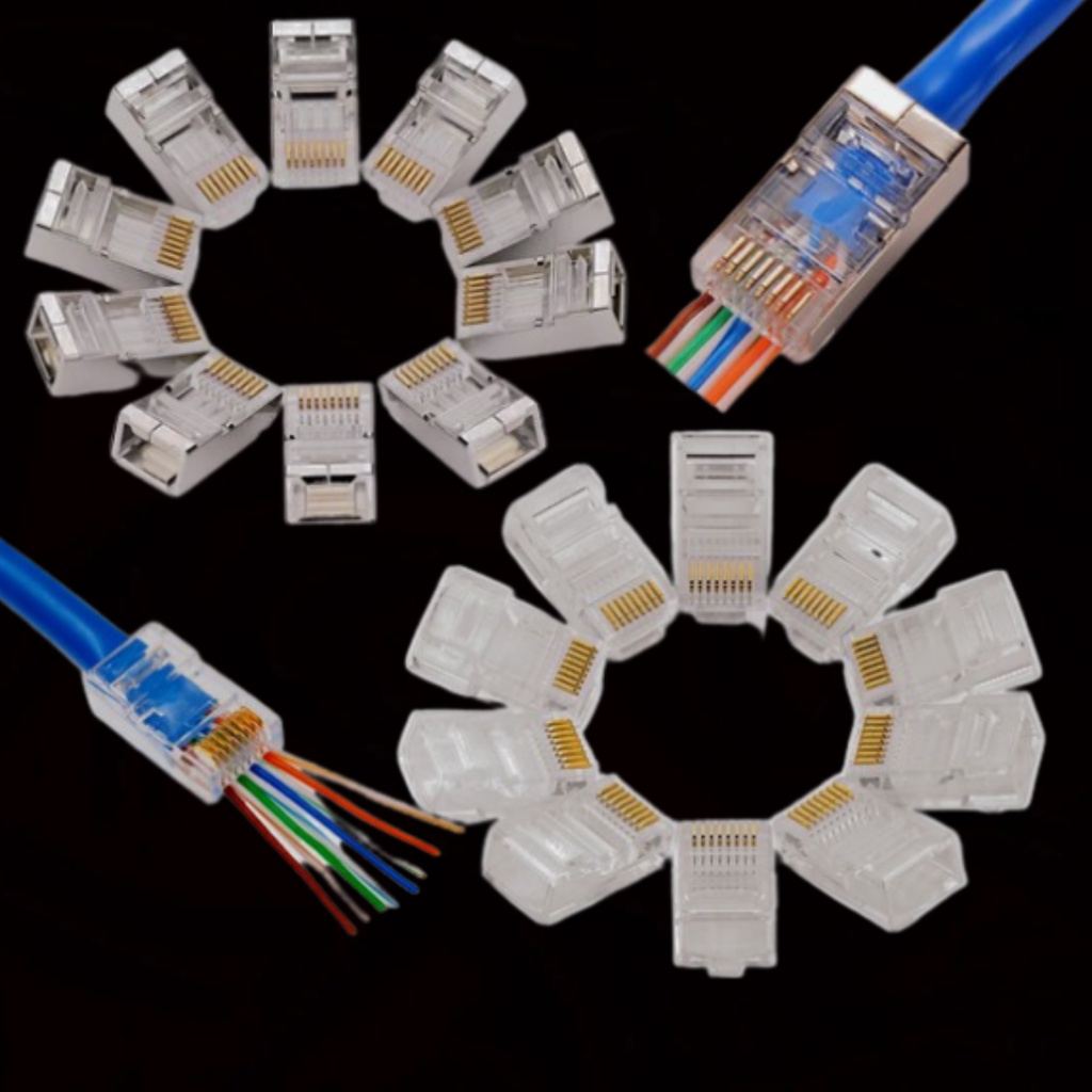 50pcs EZ RJ45 Passthrough Connector for CAT6/CAT5e Cable