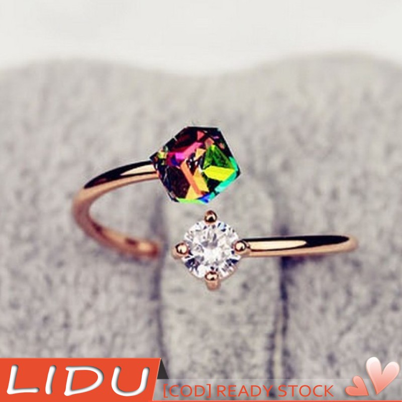 LIDU Fashion Women Multicolor Rhinestone Engagement Finger