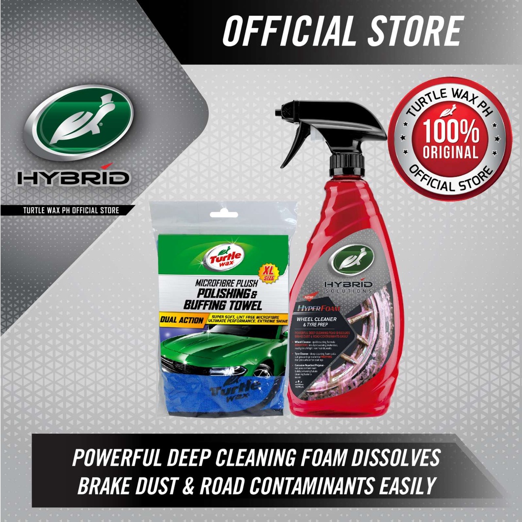 Turtle Wax Hyper Foam Wheel Cleaner w/ Microfiber Plush Polishing