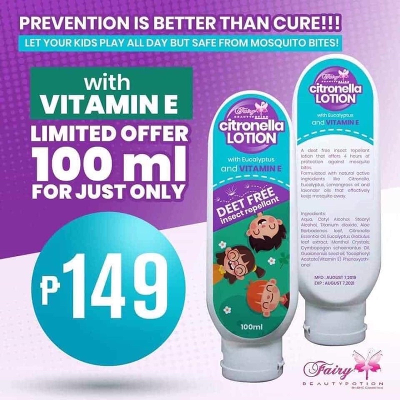 FAIRY BEAUTY POTION Citronella Lotion/Spray