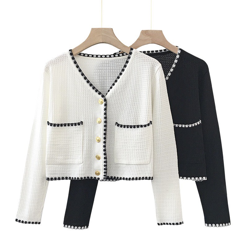 A-3019 Korean Long Sleeve Cardigans Cropped Buttons Down Office Blazer With Pockets | Shopee