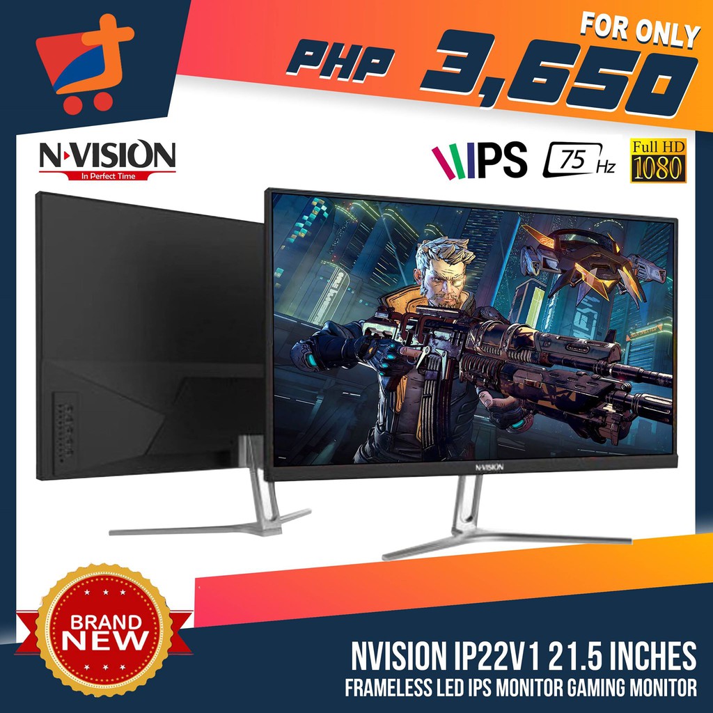 Nvision Ip22v1 21 5 75hz 5ms 1080p Ips Borderless Frameless Gaming