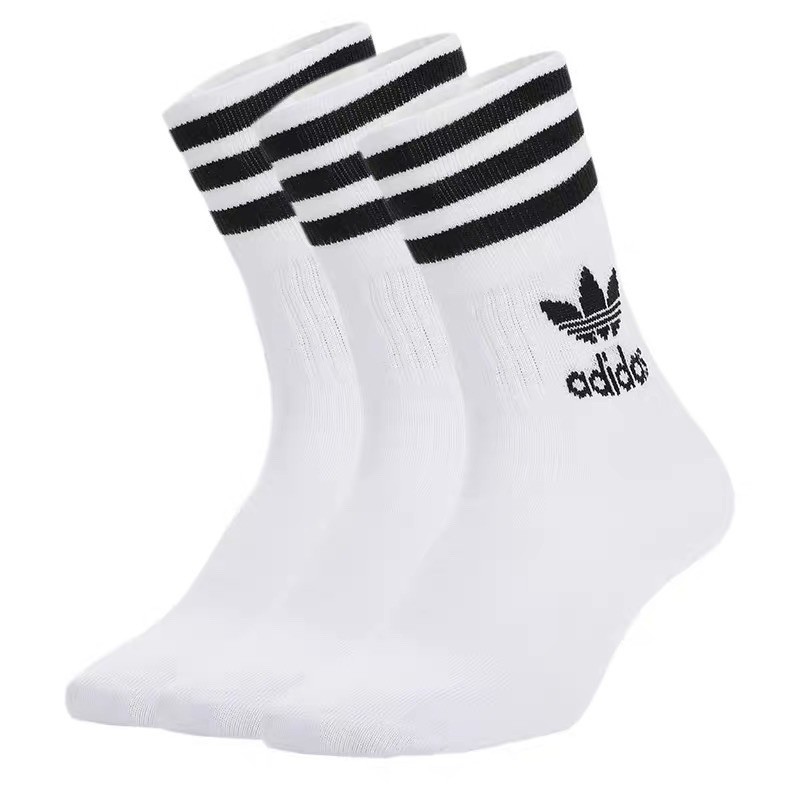 COD☑️1Pair Mid Cut Black/White Basketball Adidas Socks For Men | Shopee ...