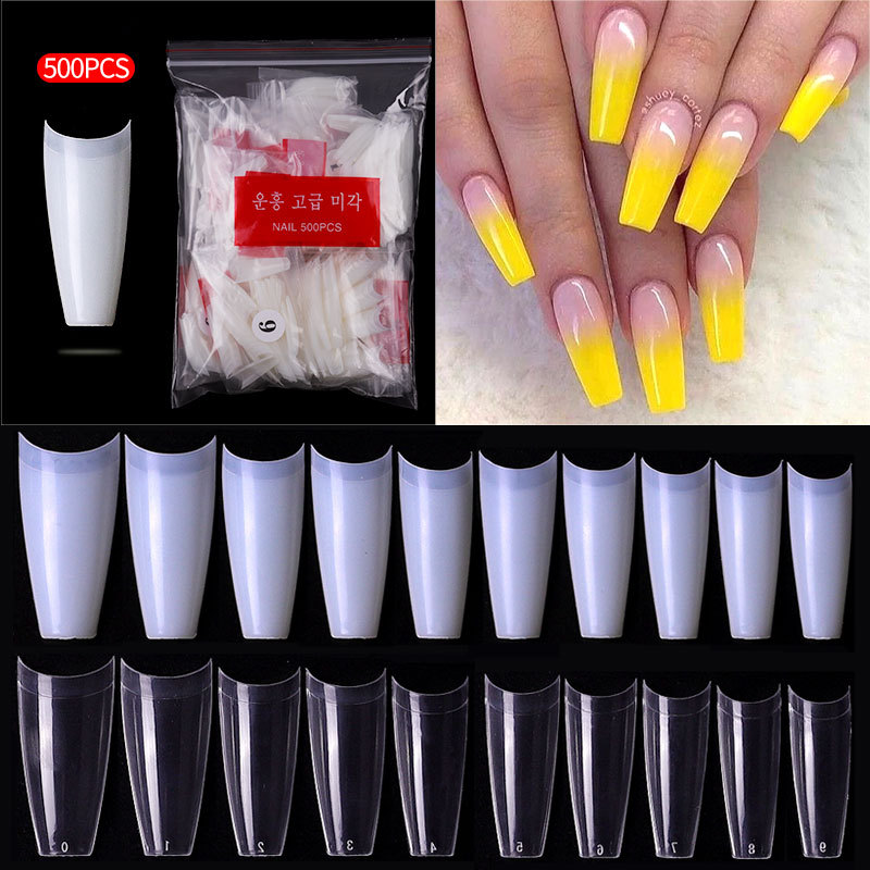 Sodm 500pcs Natural Type T Clear White Half Full French False Nail Art Tip Acrylic Nails Shopee Philippines