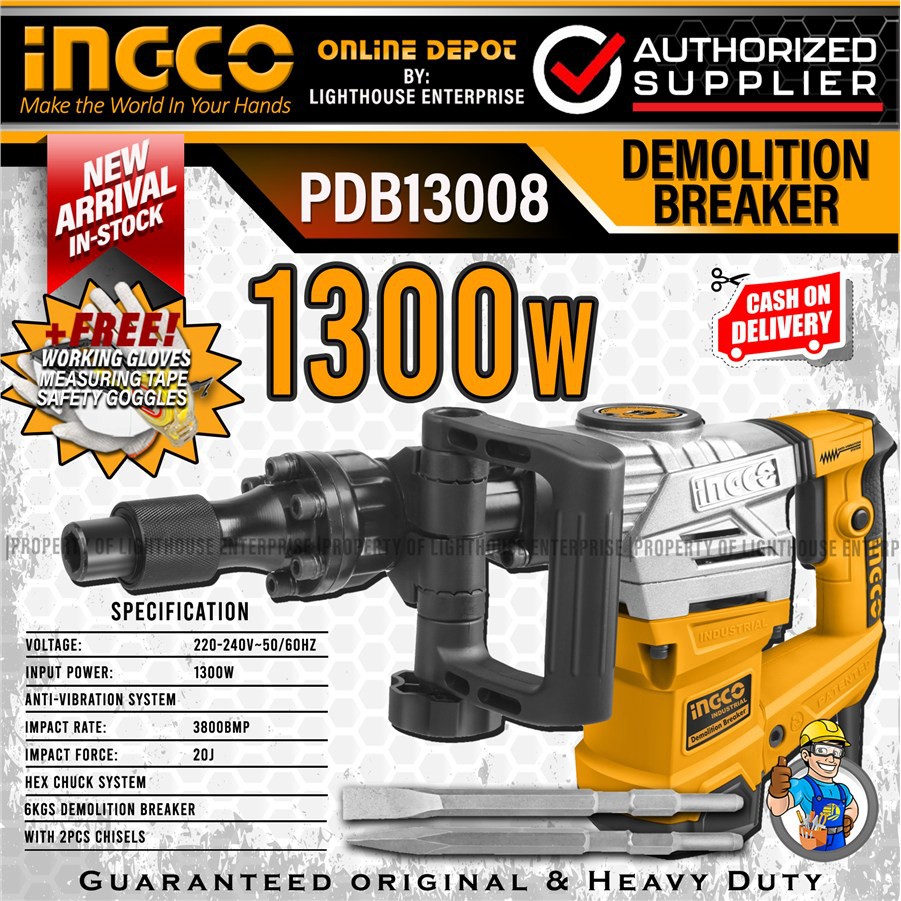 HVpINGCO Industrial 1300W Demolition Breaker/Chipping Gun (PDB13008) w