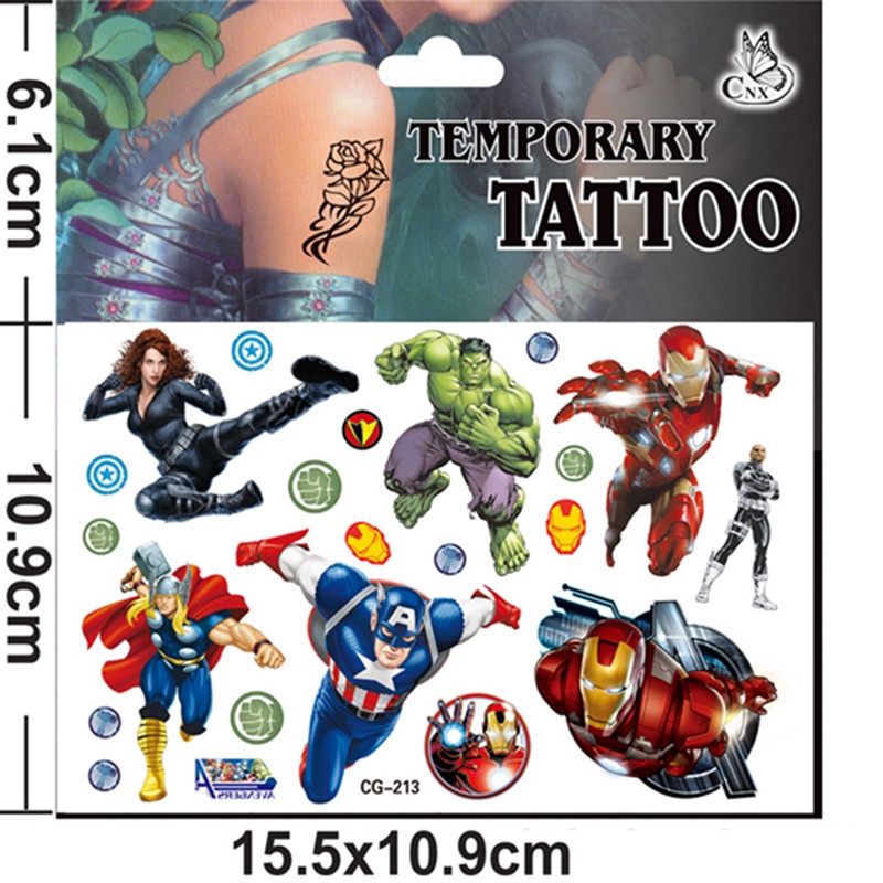 The Avengers Superhero Theme Cartoon Waterproof Temporary Tattoo Sticker  For Kids Party Favors ( Send By Random ) | Shopee Philippines