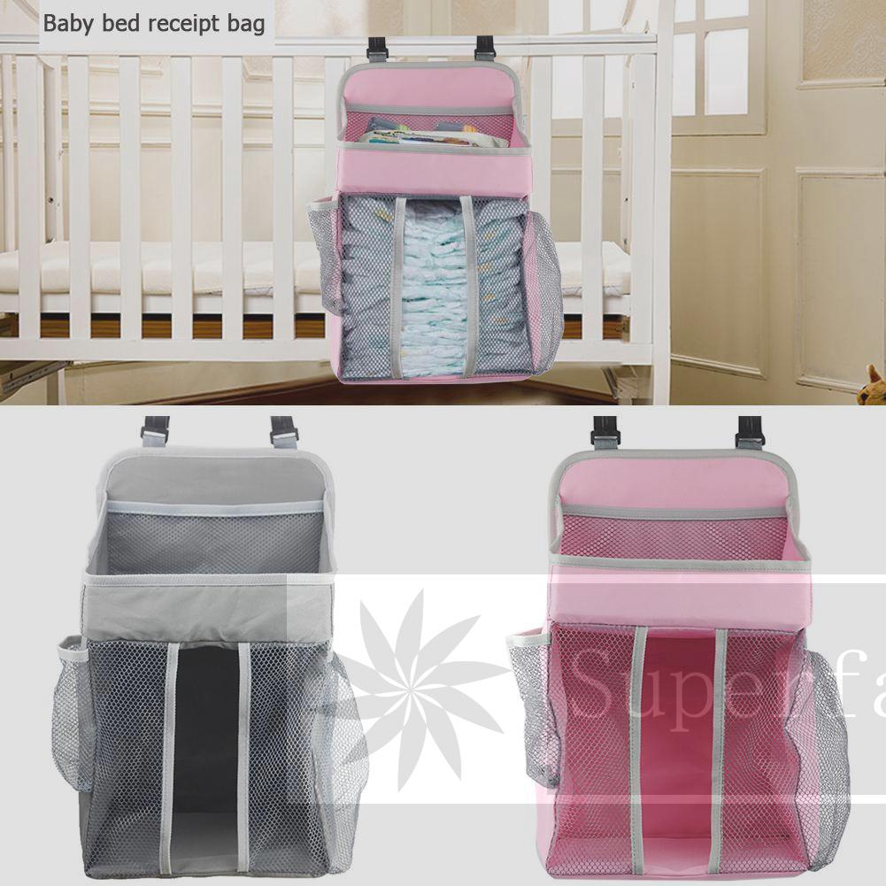 Baby Crib Hanging Bags Portable Bedside Organizer Diaper Storage Bag Box