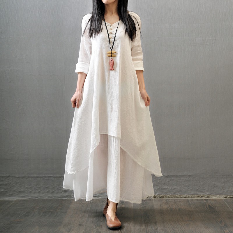 white linen maxi