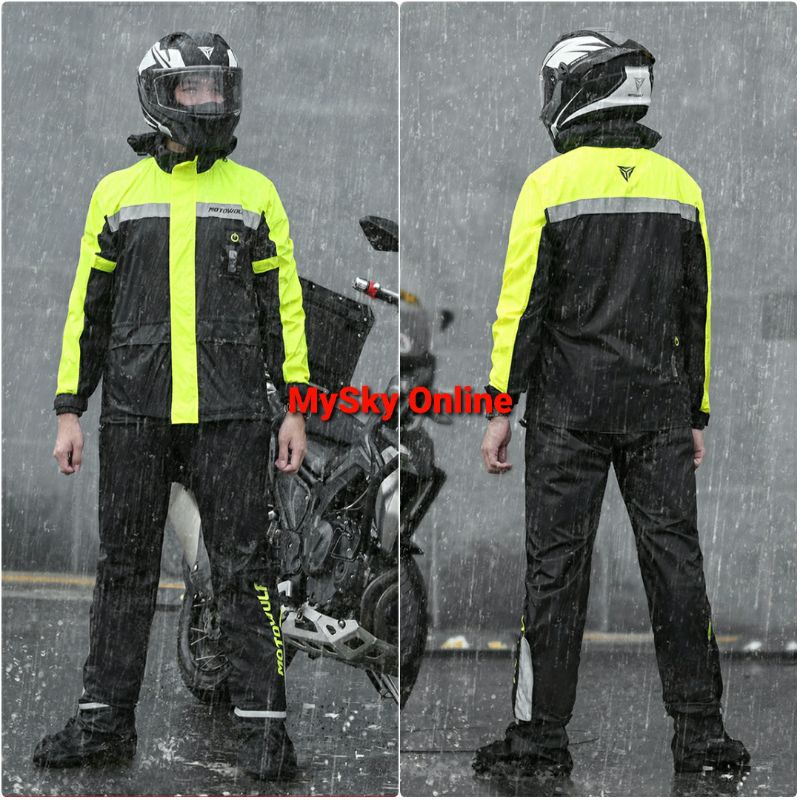 Original MOTOWOLF® V2 Motorcycle Raincoat with Warning LED Lights (1
