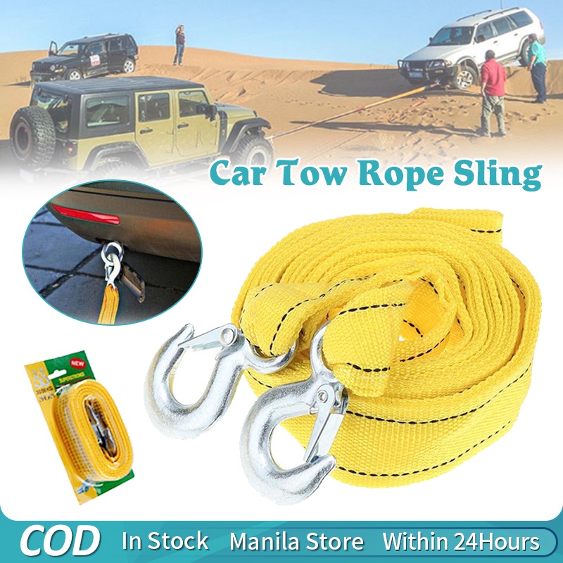 Towing Rope Heavy Duty Car Tow Rope with Metal Safety Hooks for Towing ...