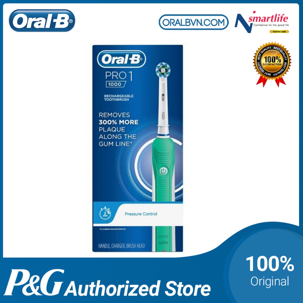 Oral B Pro 1000 Automatic Electric Toothbrush In Blue Cleans Teeth ...