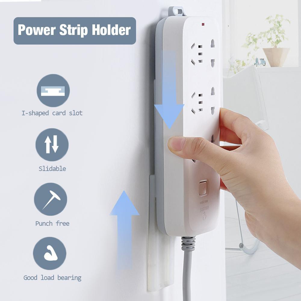 Self Adhesive Power Strip Wall Mount Fixator Bracket Stand Holder for
