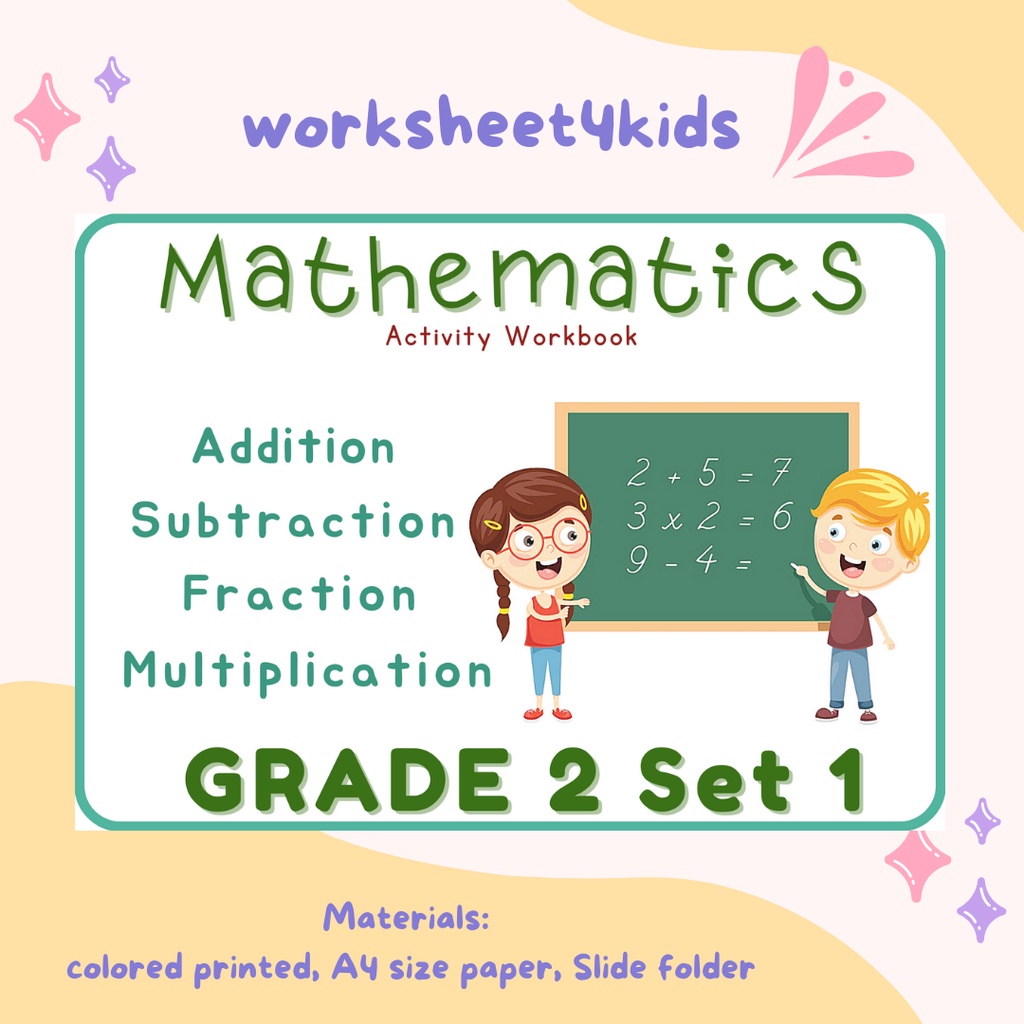 Featured image of 74, Pages Grade 2 Mathematics Workbook Set 1 ( 2 page per sheet)