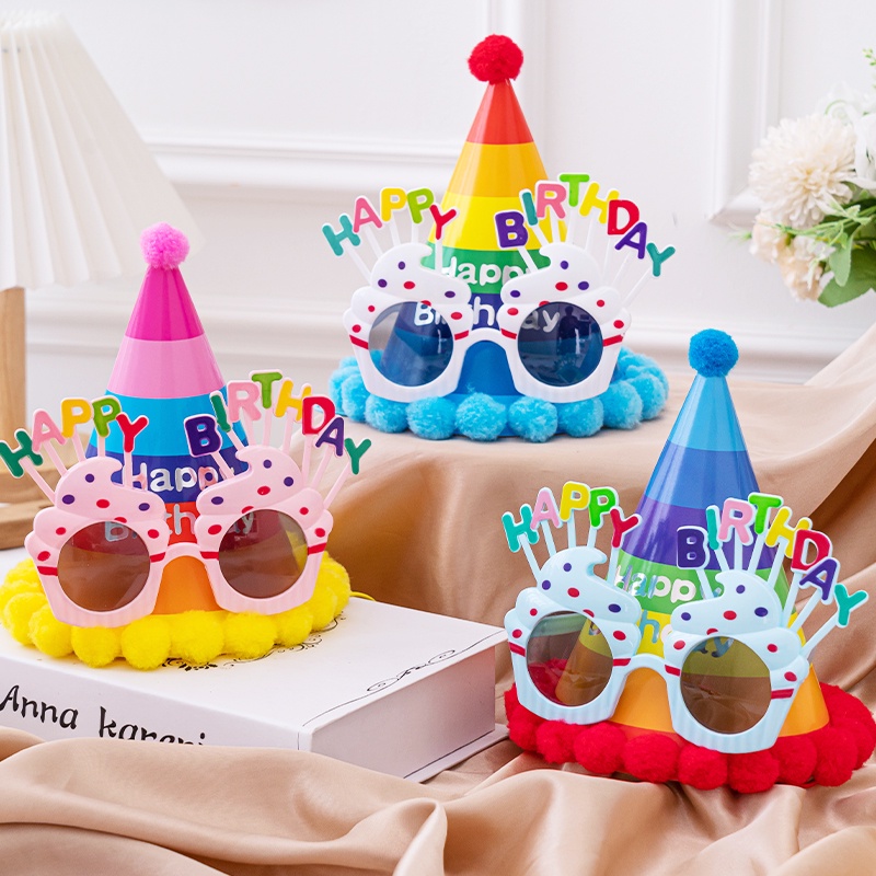 Toyvian 12 pcs Birthday Crown Hats Happy Birthday Letter Paper Tiara Crown Party Supplies for Kids and Adults 