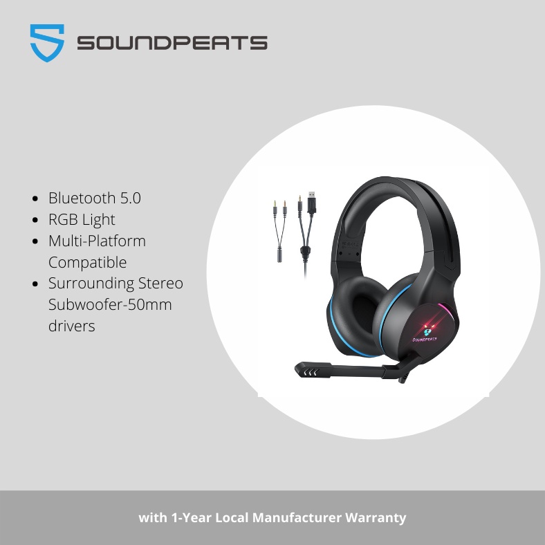 SoundPEATS G1 OverEar Headphones Xbox PS4/5, Wired Headset with