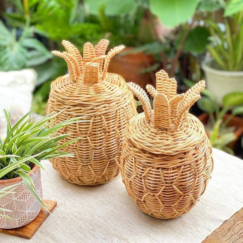 Natural Handwoven Wicker Rattan Tabletop Pineapple Basket Shopee