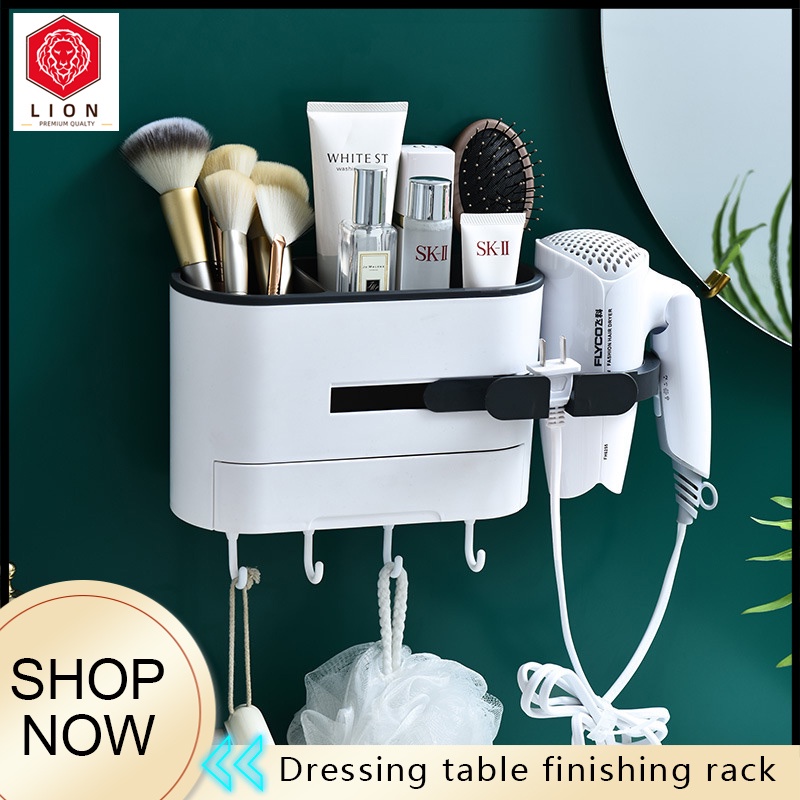 Hair Dryer Rack Free Punch Wall Hanging Toilet Vanity Hair Dryer Hanger Bathroom Storage Hair